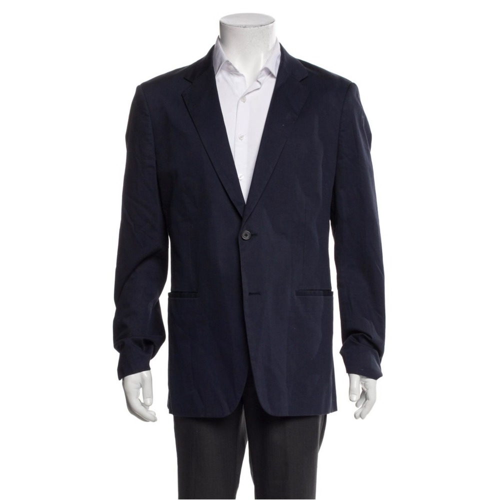 Theory Mens‎ Navy Blue Cotton Blend Two Button Blazer Jacket Size 42